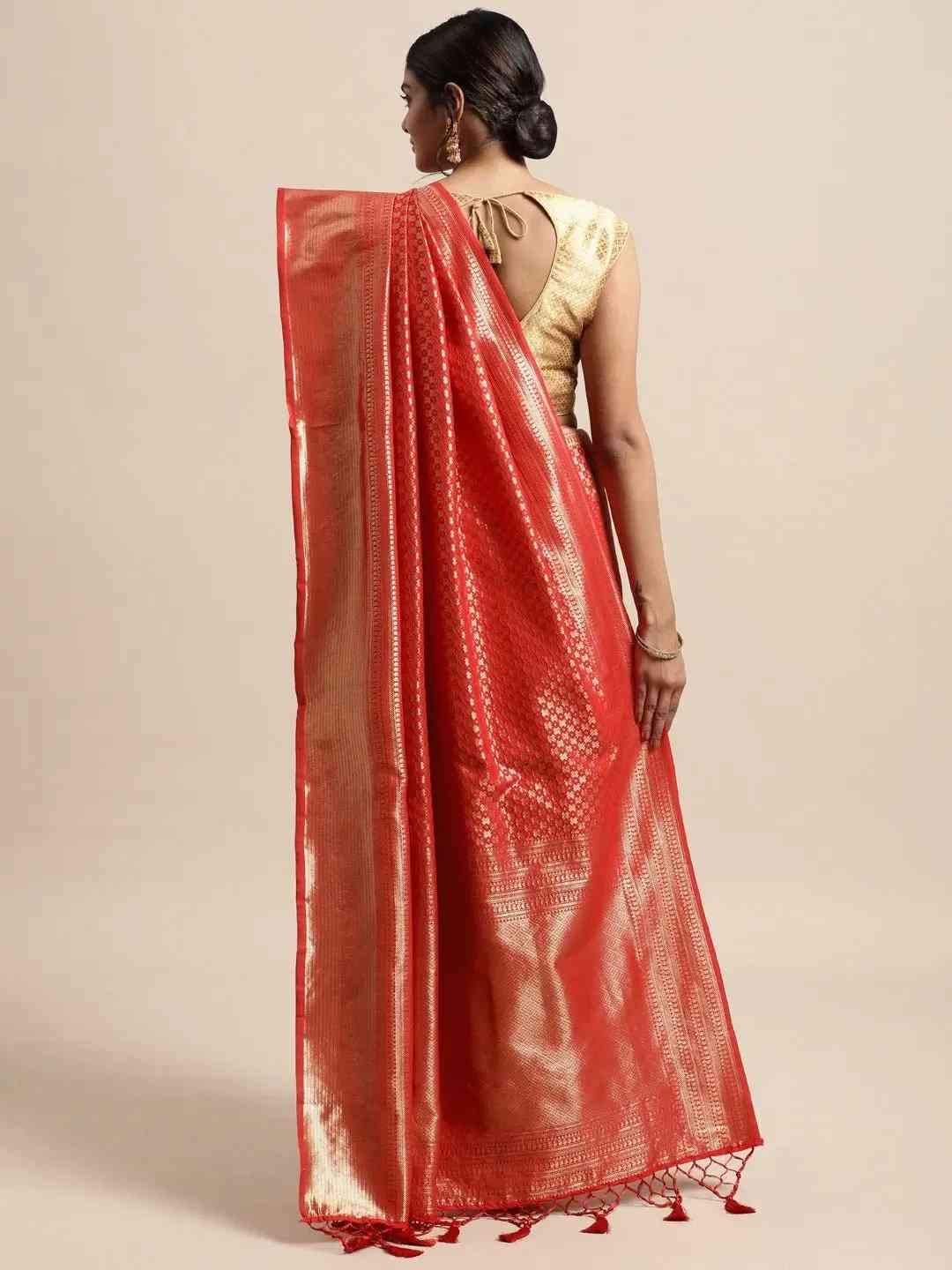 Stylish Zari Border With Woven Design Kanjivaram Silk Saree by My Store