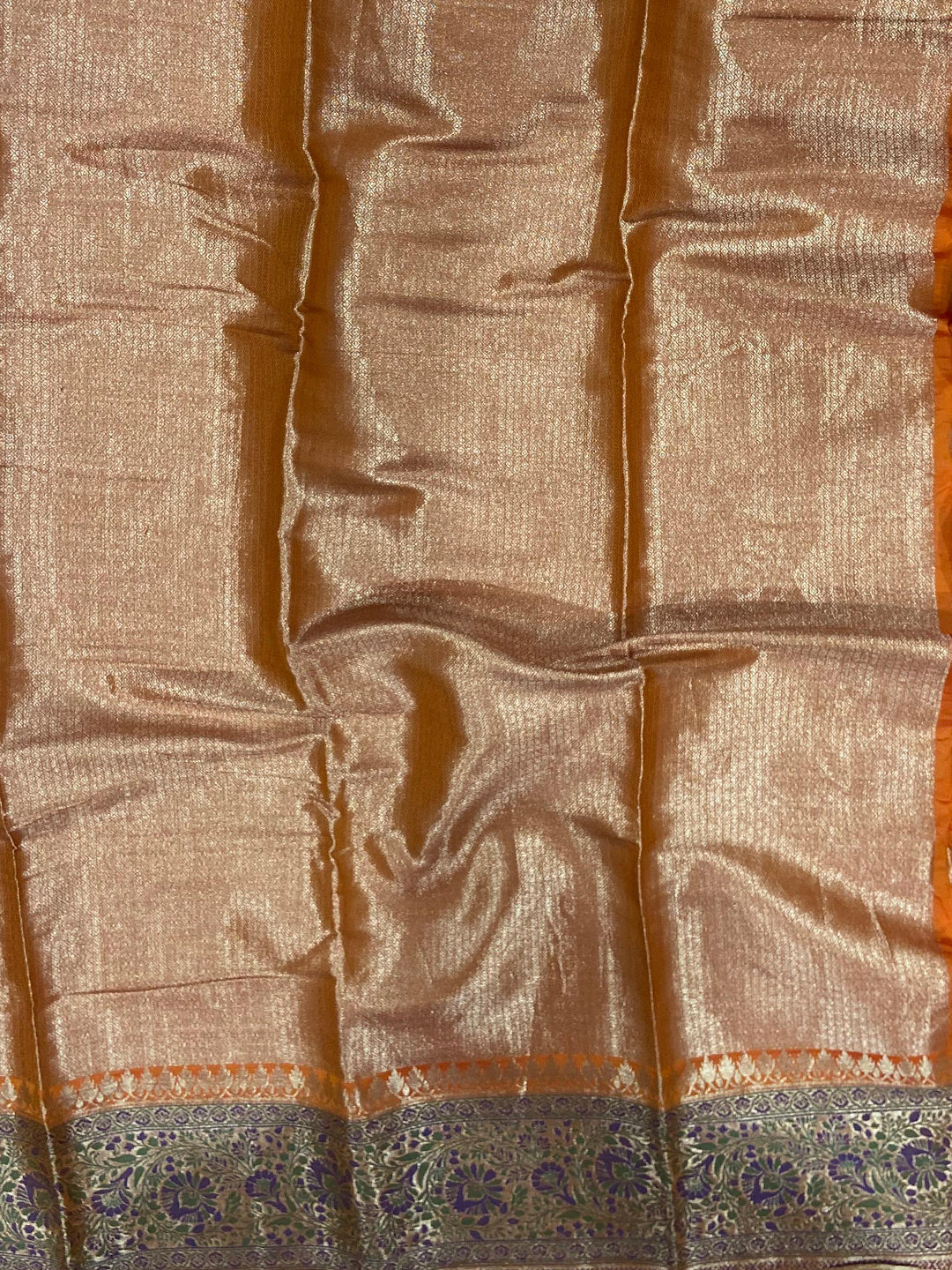 Orange Banasari Silk Saree With Zari Weaving by My Store