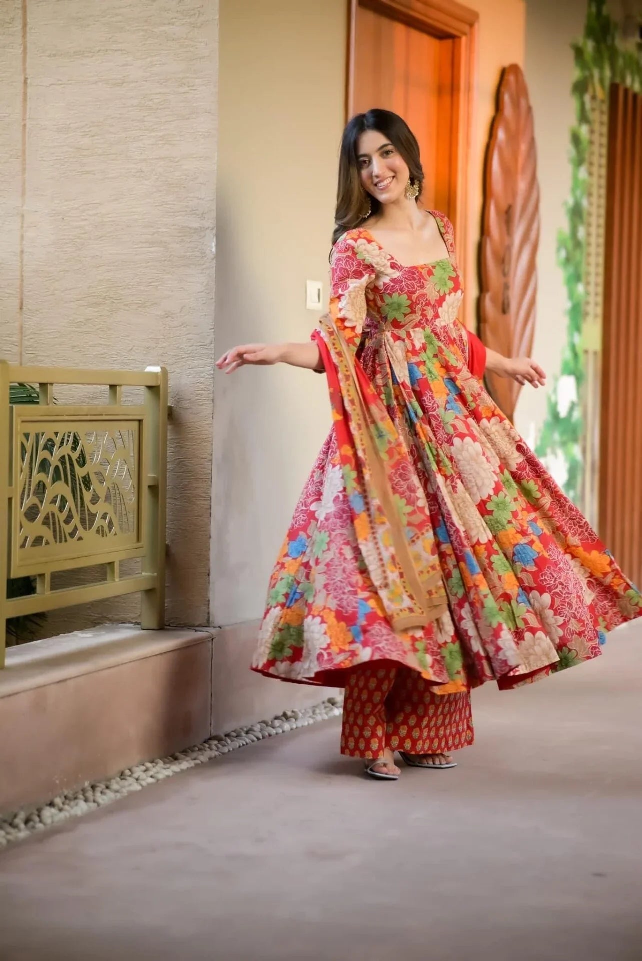 Wedding Wear Printed Red kurta Set For Women