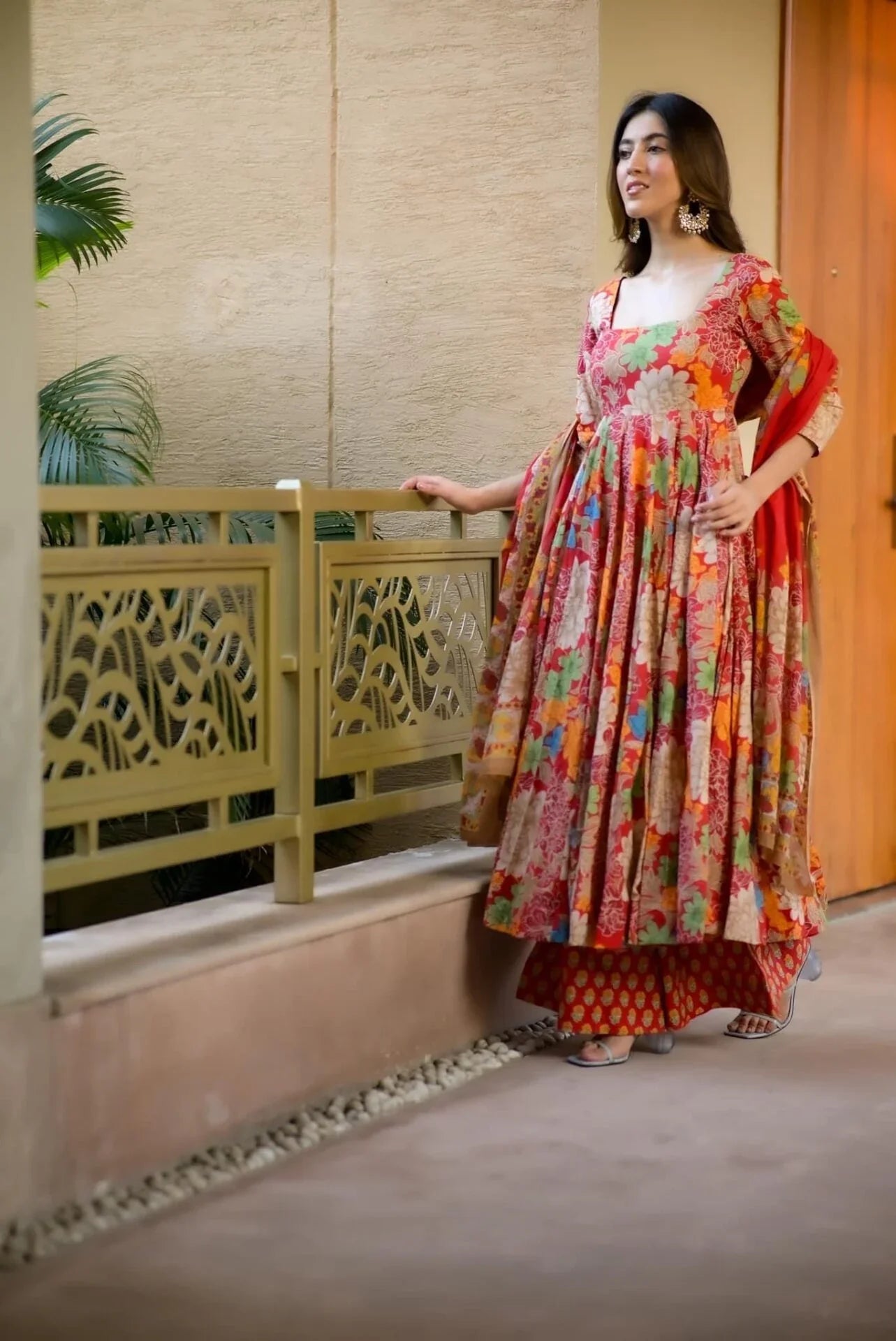 Wedding Wear Printed Red kurta Set For Women