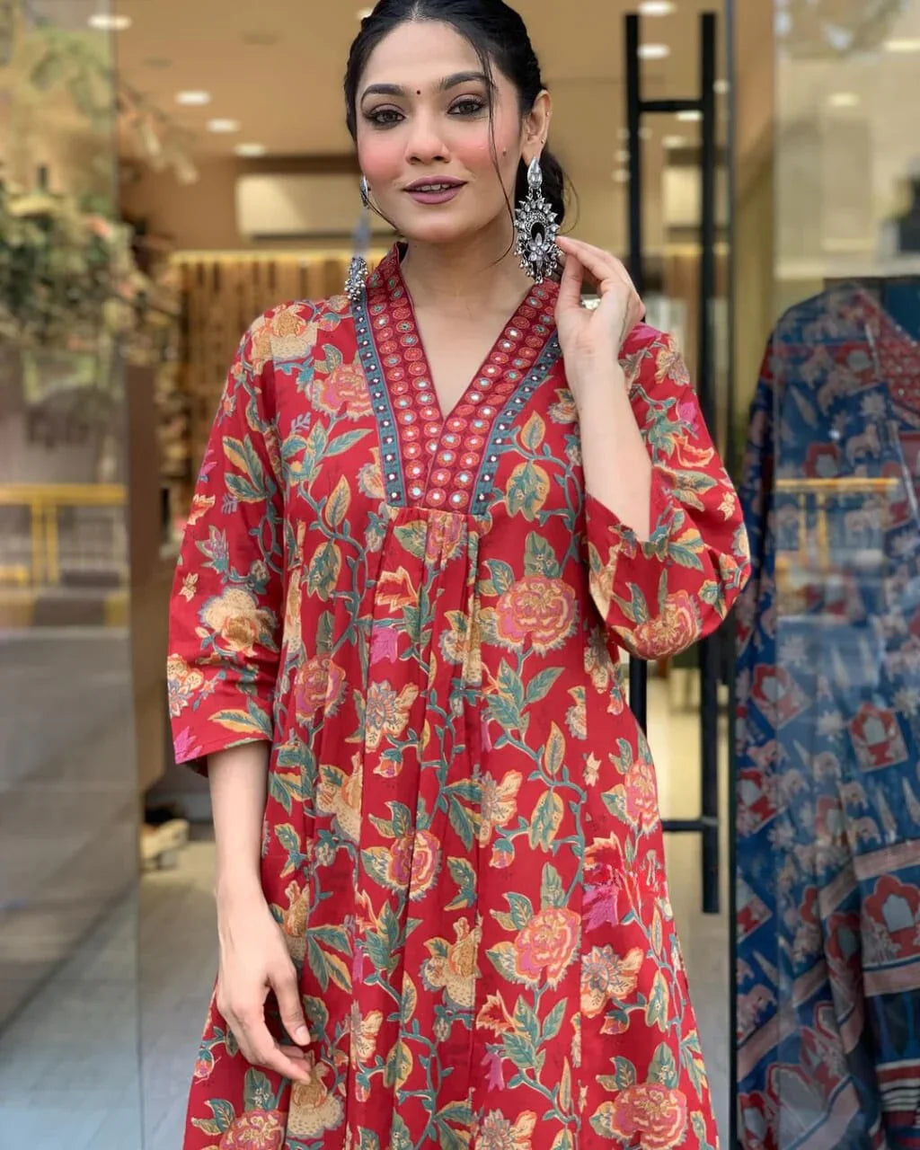Scarlet Bloom Red Ethnic Kurta Set For Women