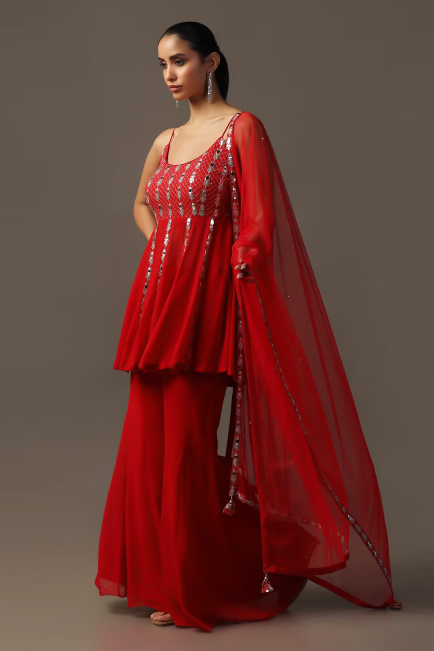 Crimson Charm Ethnic Sharara Suit
