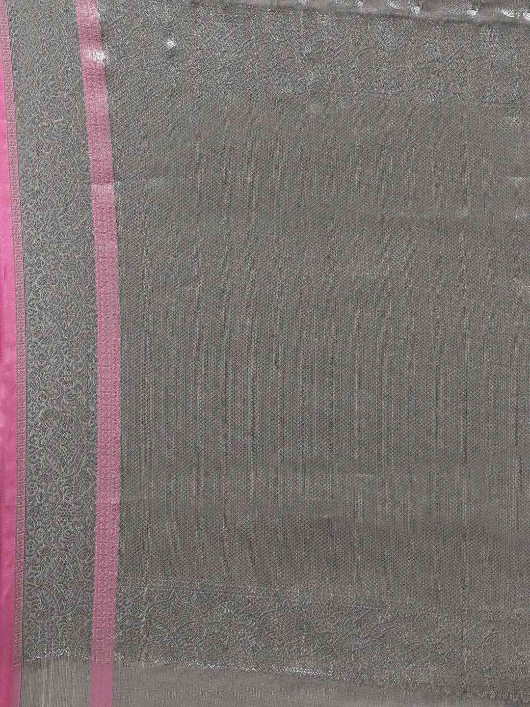 Kanjivaram Silk Grey Colour Zari Woven Design Saree by My Store