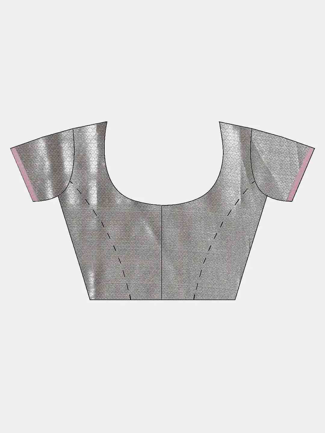 Kanjivaram Silk Grey Colour Zari Woven Design Saree by My Store