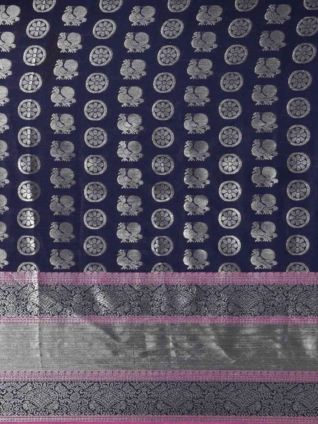 Kanjivaram Silk Navy Colour Zari Woven Design Saree