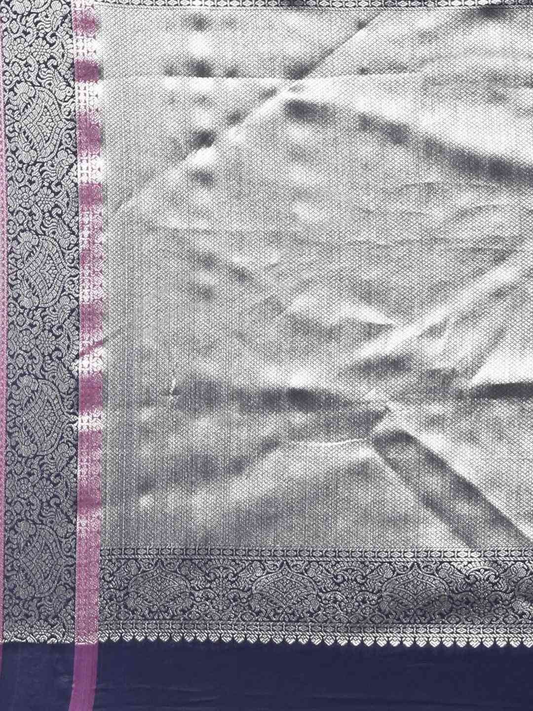 Kanjivaram Silk Navy Colour Zari Woven Design Saree