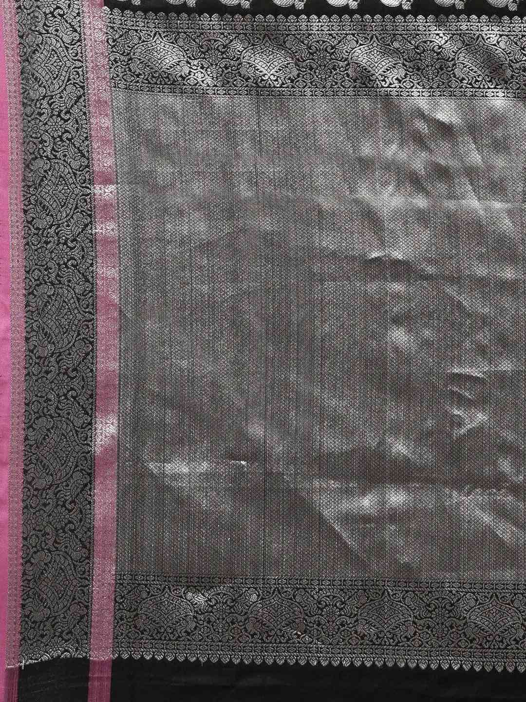 Kanjivaram Silk Black Colour Zari Woven Design Saree by My Store