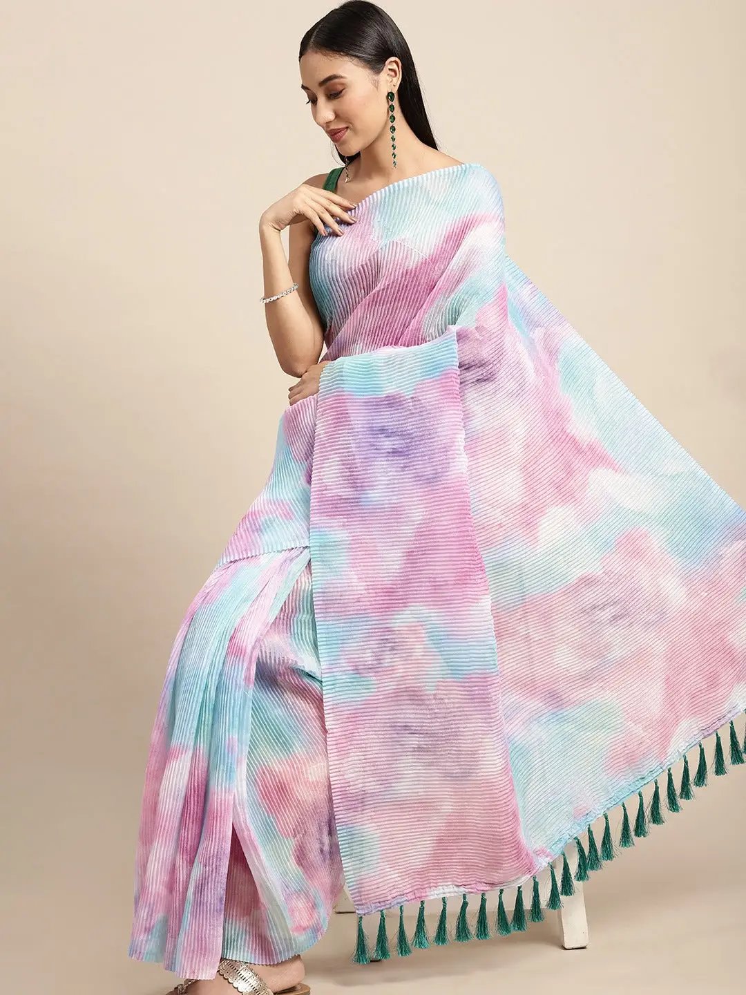 Bollywood Design Soft Linen Crush Saree by My Store