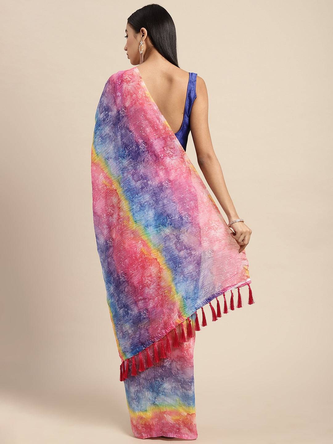 Bollywood Design Multi Colour Soft Linen Crush Saree by My Store