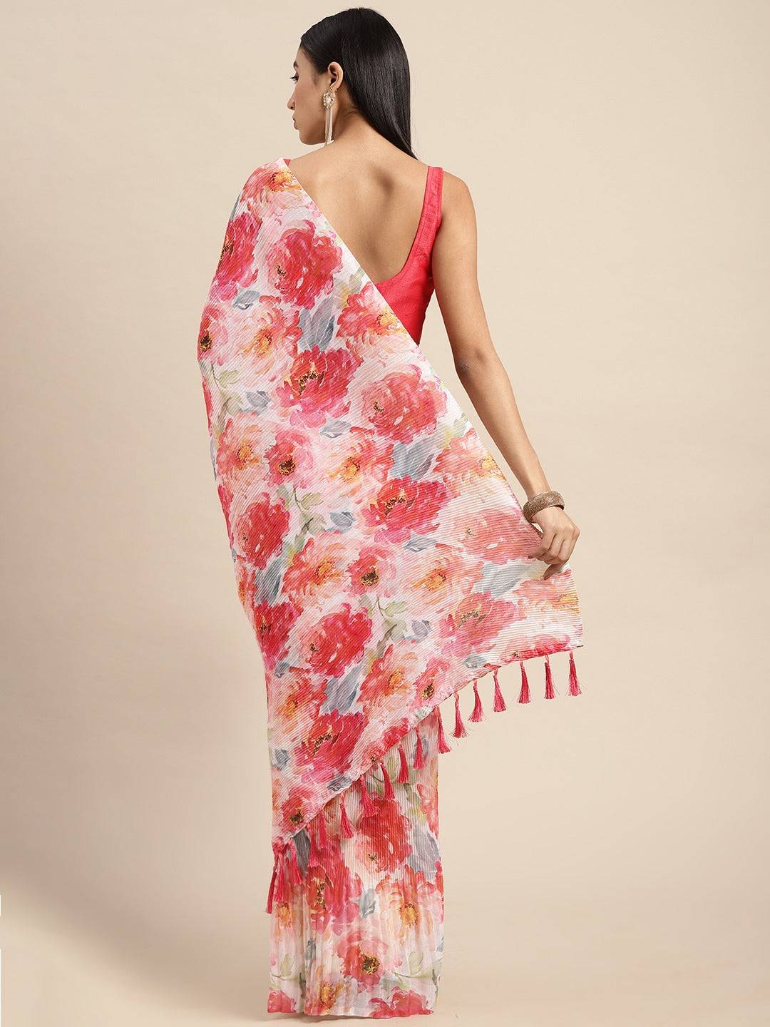 Bollywood Design Light Pink Soft Linen Crush Saree by My Store