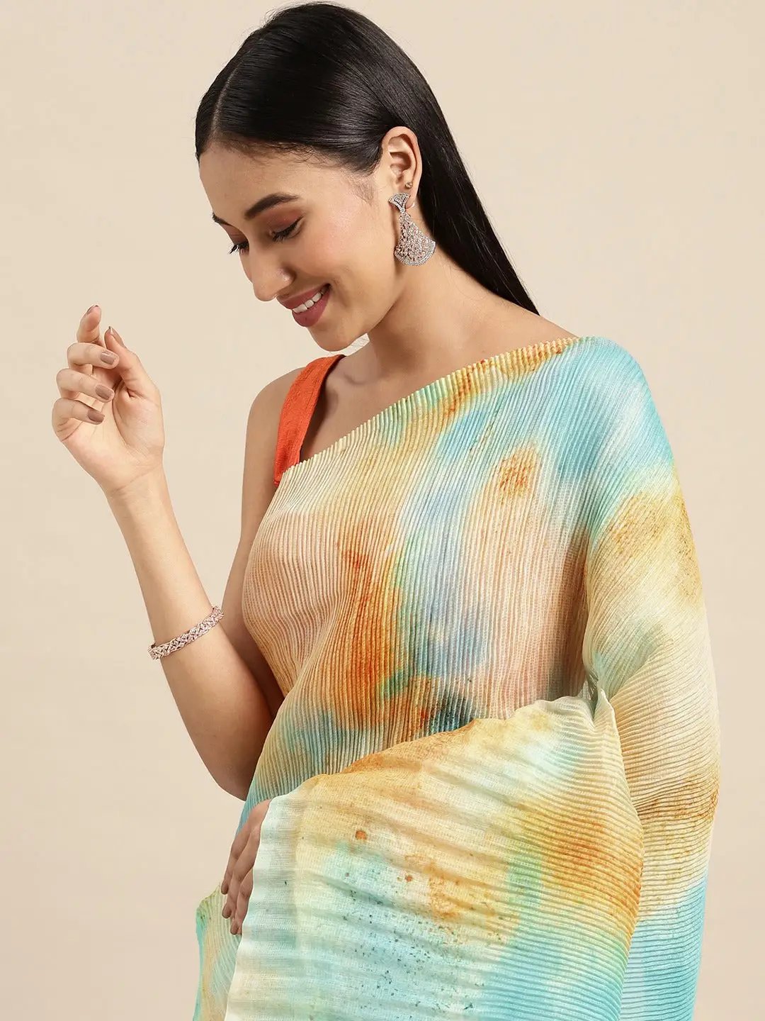 Bollywood Design Soft Linen Crush Saree by My Store