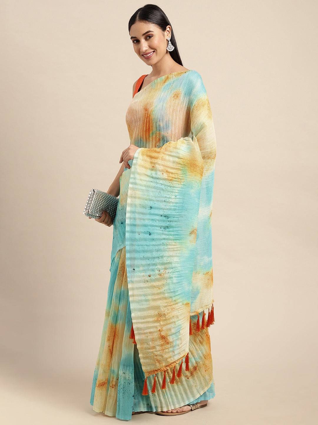 Bollywood Design Soft Linen Crush Saree by My Store