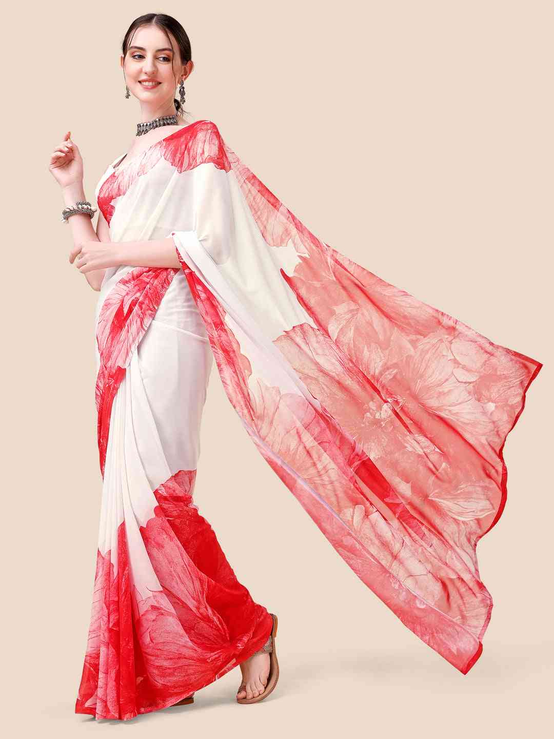 Soft Georgette Ombre Digital Print Saree by My Store