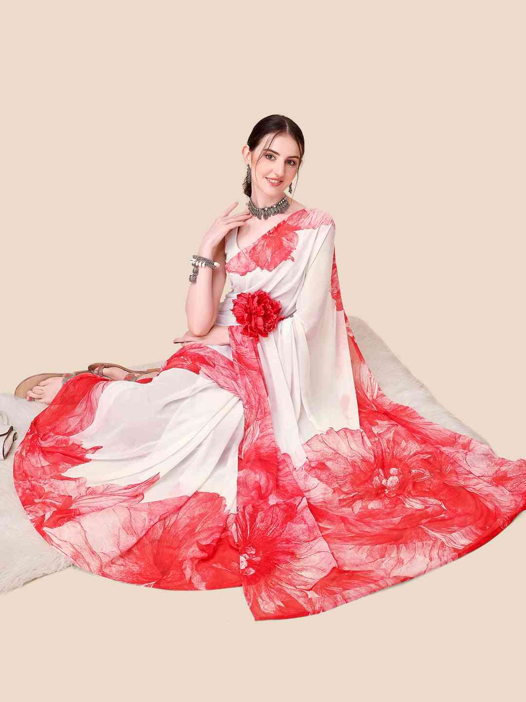 Soft Georgette Ombre Digital Print Saree by My Store