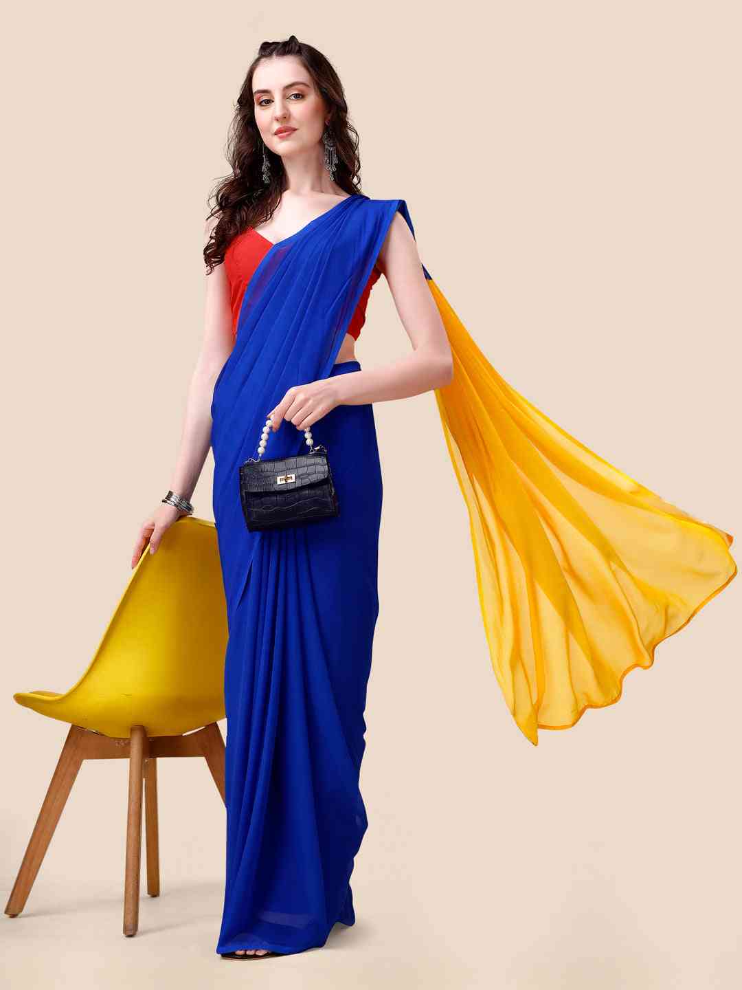Soft Georgette Bollywood celebrity Wear Saree by My Store