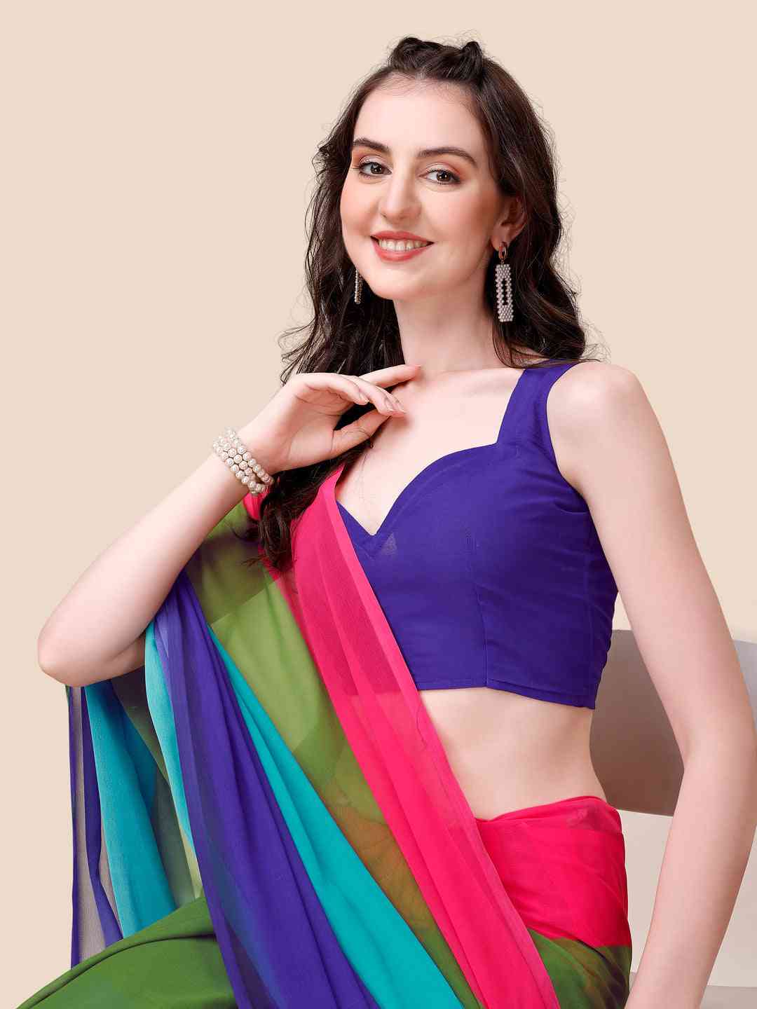 Soft Georgette Bollywood celebrity Wear Saree by My Store