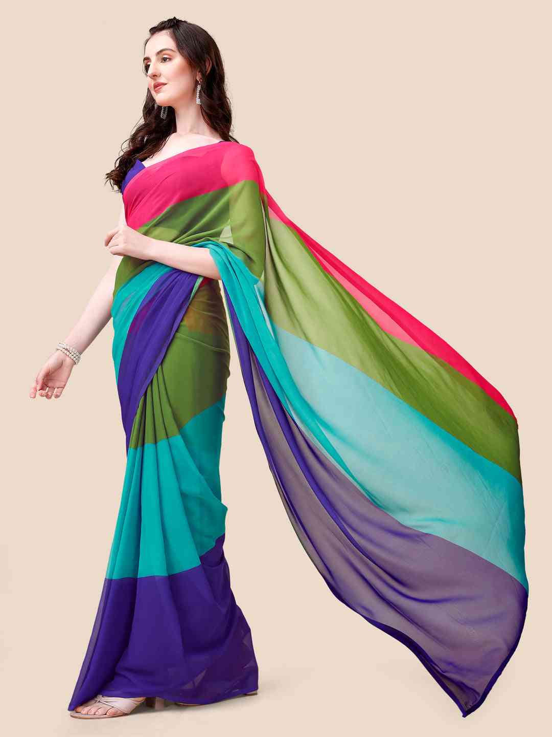 Soft Georgette Bollywood celebrity Wear Saree by My Store