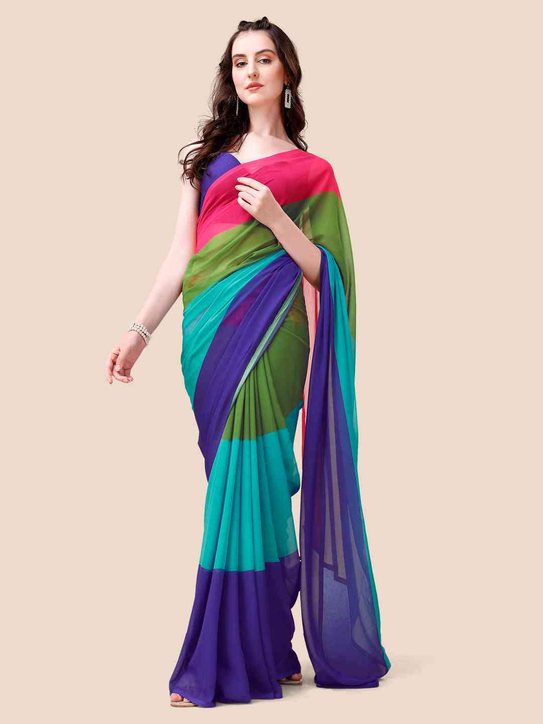 Soft Georgette Bollywood celebrity Wear Saree by My Store