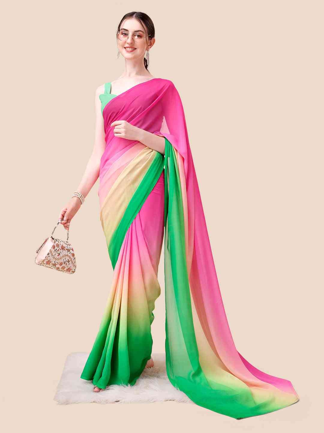Soft Georgette Bollywood celebrity Wear Saree by My Store