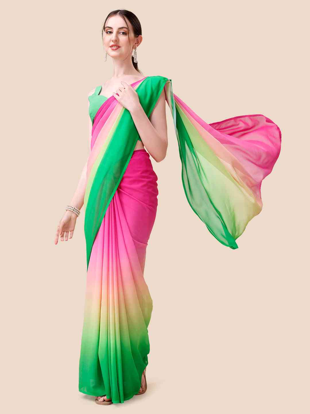 Soft Georgette Bollywood celebrity Wear Saree by My Store