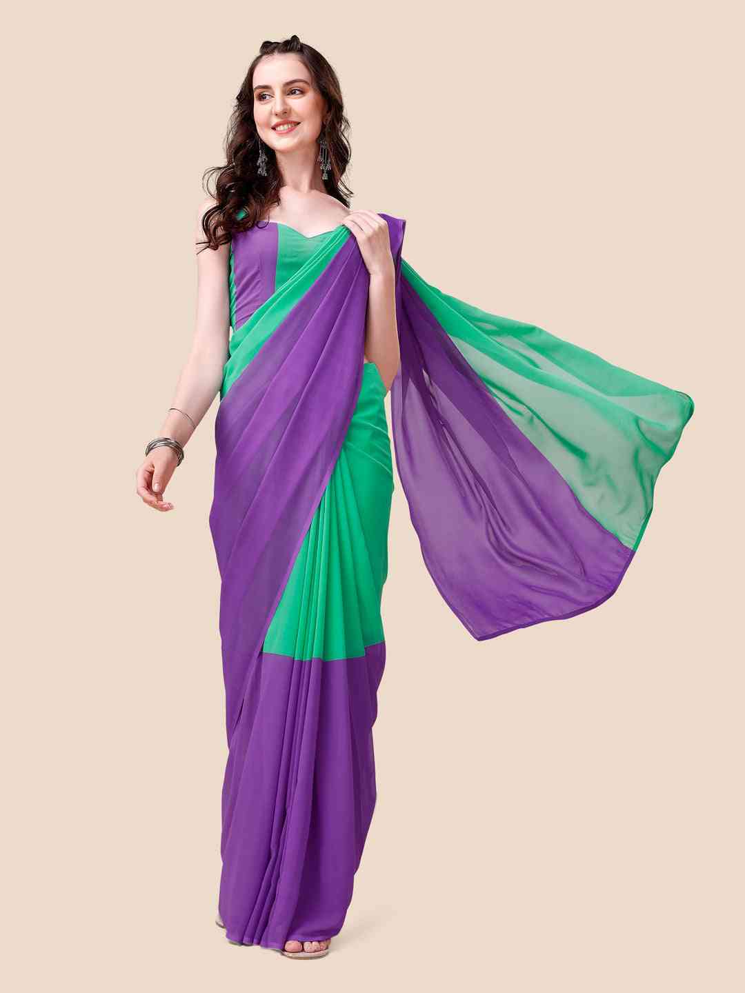 Soft Georgette Bollywood celebrity Wear Saree by My Store