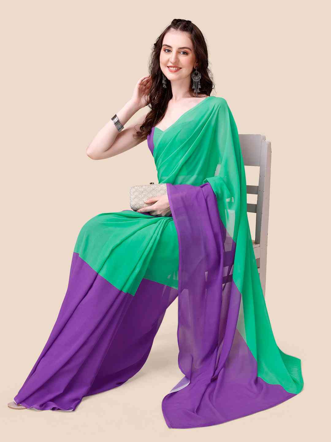 Soft Georgette Bollywood celebrity Wear Saree by My Store