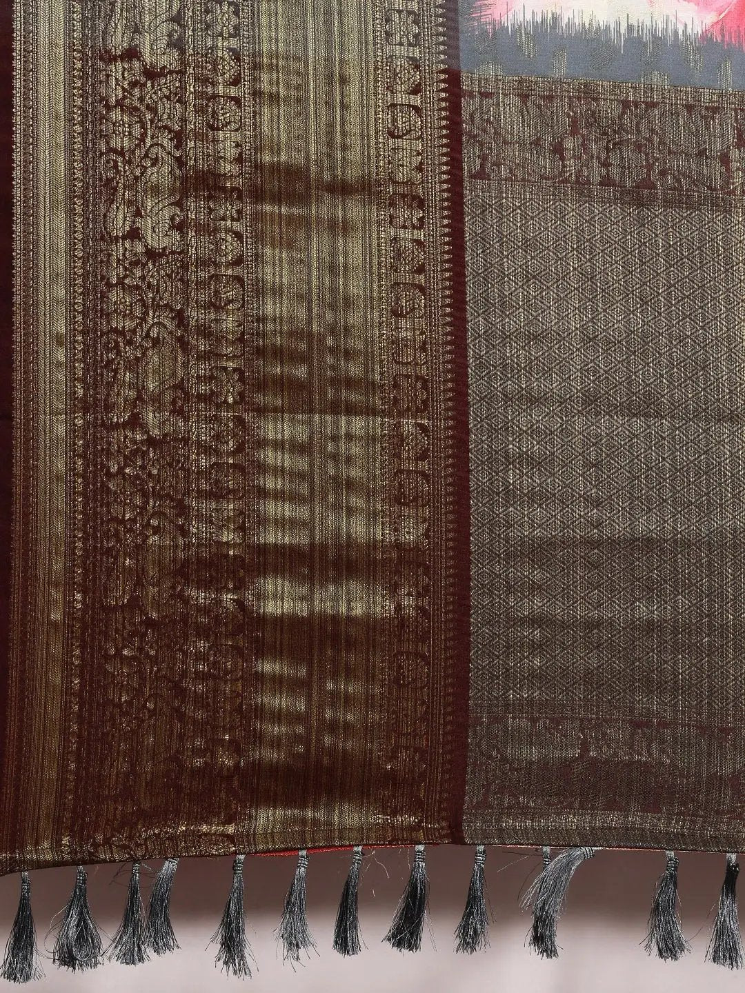 Designer Digital Kalamkari Print Pattu Banarasi Silk Saree by My Store