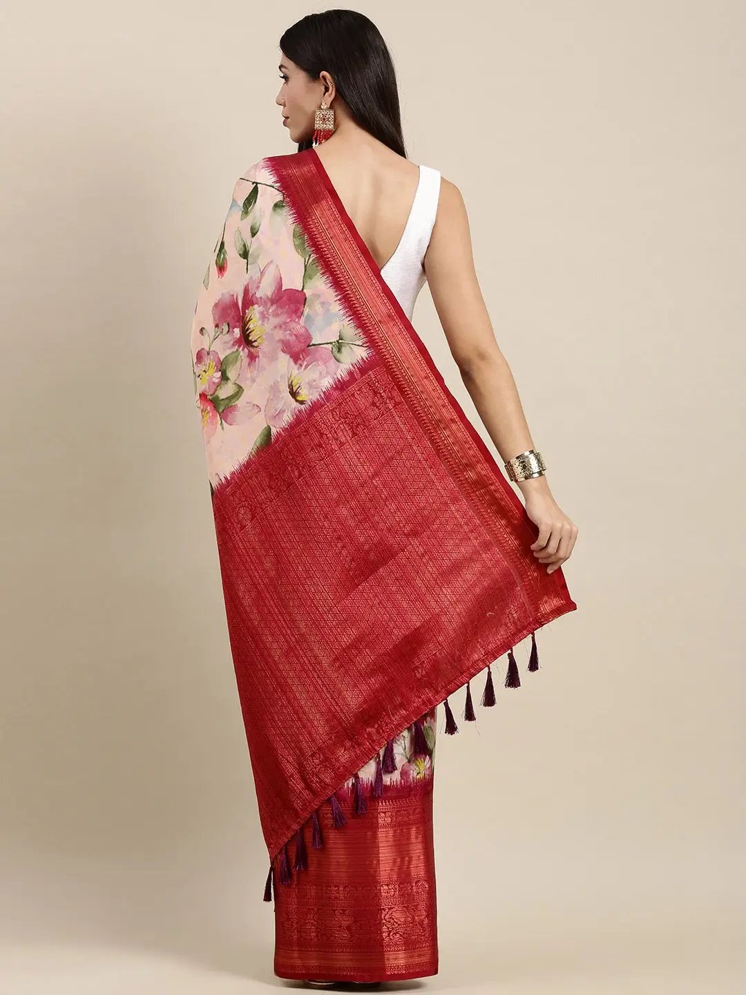 Designer Digital Flower Print Pattu Banarasi Silk Saree by My Store