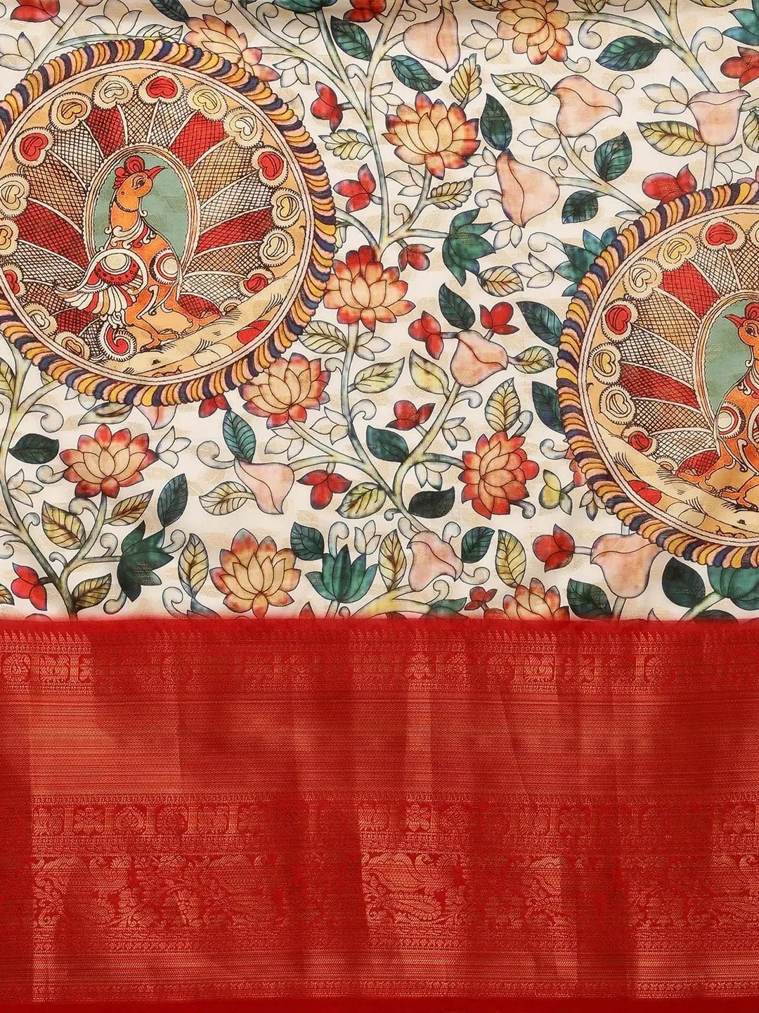 Design Digital Kalamkari Print Pattu Banarasi Silk Saree by My Store