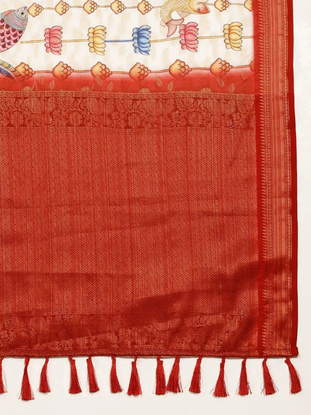 Beautiful Kalamkari Zari Work Silk Blend Kanjivaram Saree