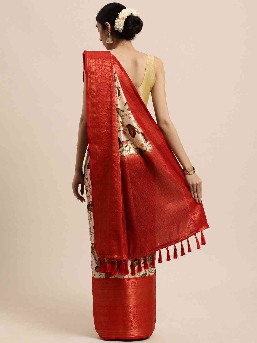 Design Digital Kalamkari Print Pattu Banarasi Silk Saree by My Store