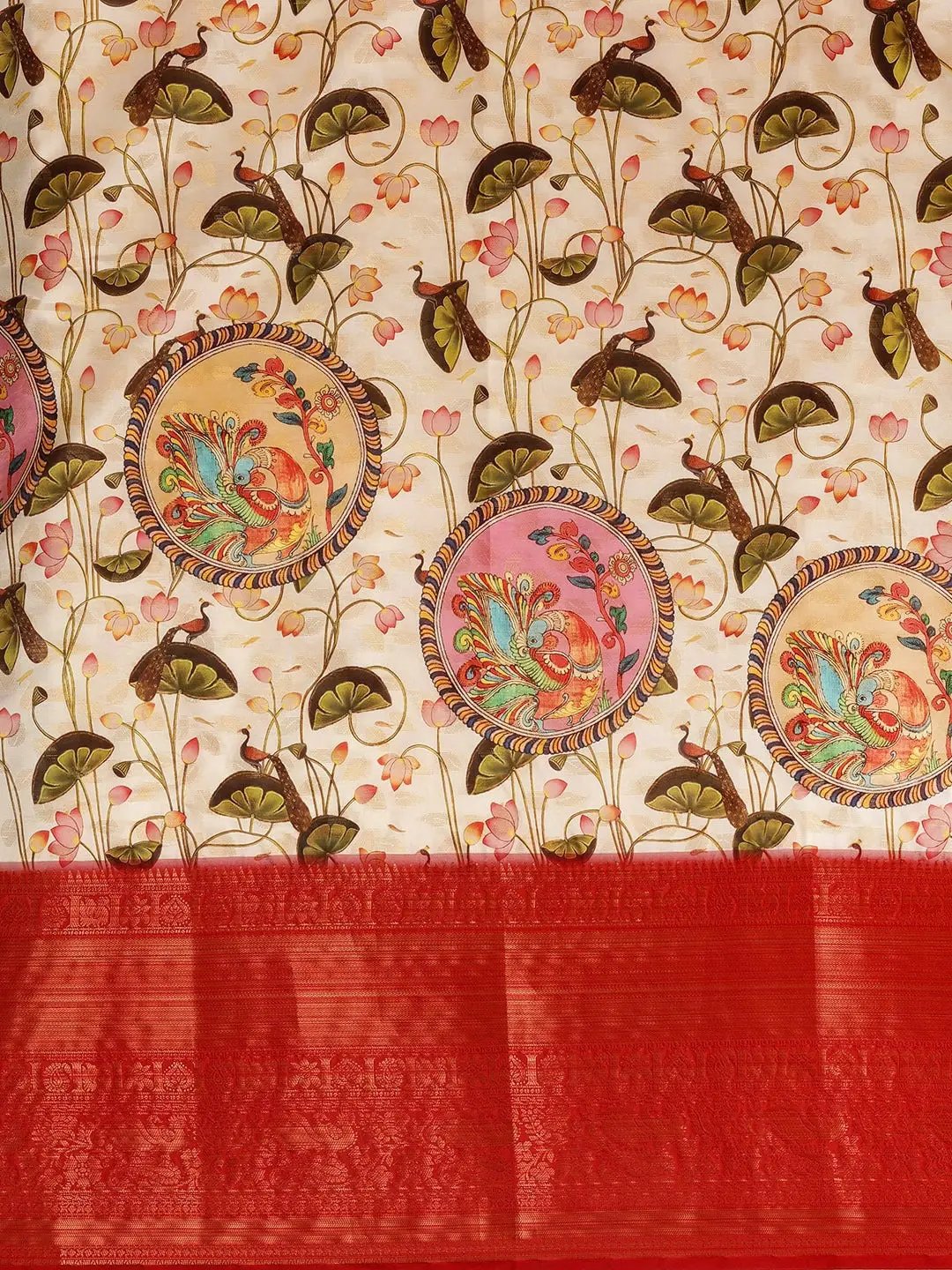 Design Digital Kalamkari Print Pattu Banarasi Silk Saree by My Store