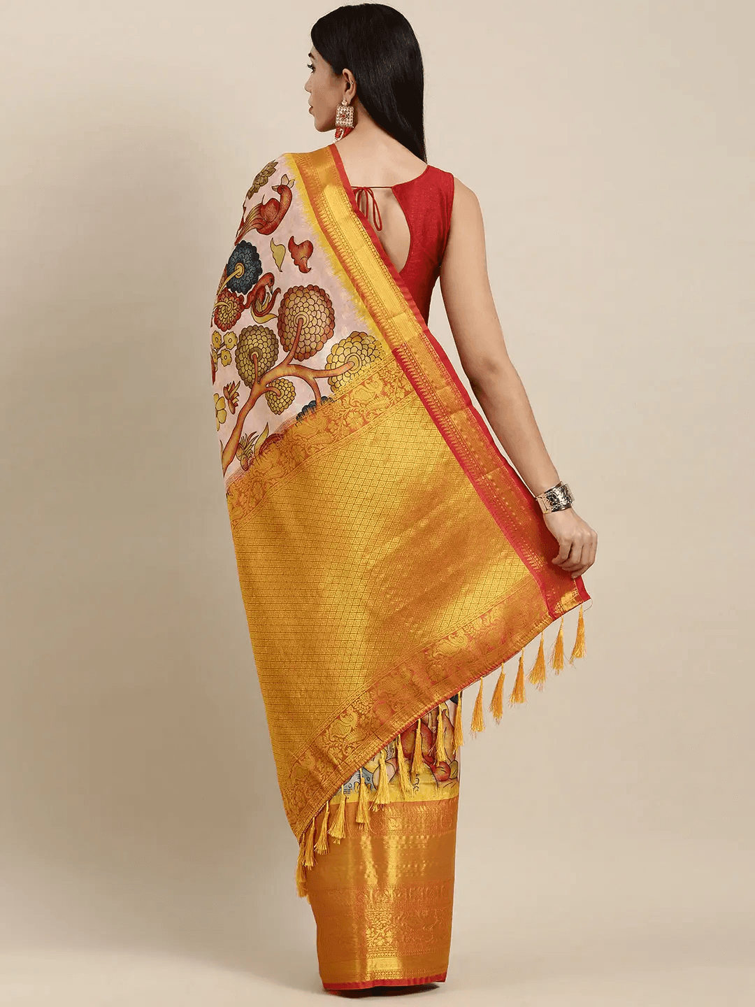 Designer Kalamkari Print Pattu Banarasi Silk Saree by My Store