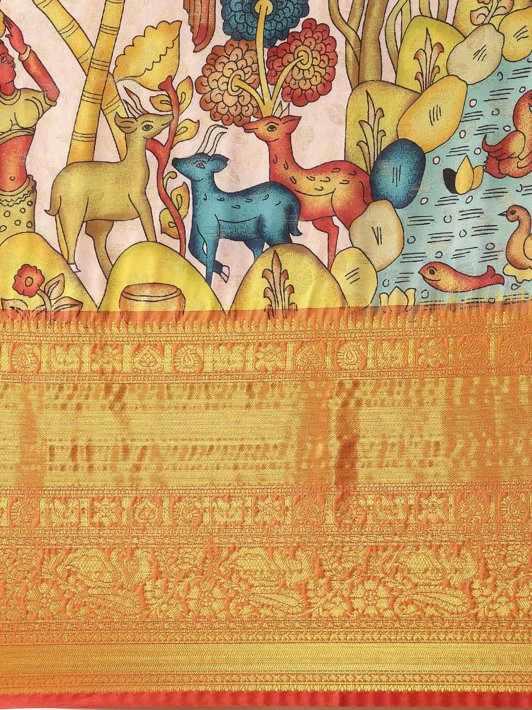 Designer Kalamkari Print Pattu Banarasi Silk Saree by My Store
