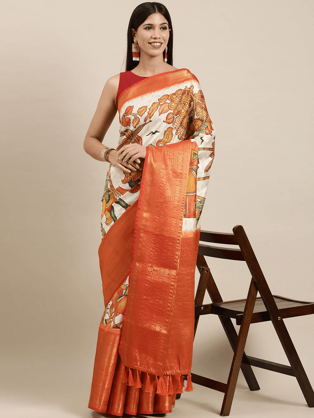 Designer Digital Kalamkari Print Pattu Banarasi Silk Saree by My Store