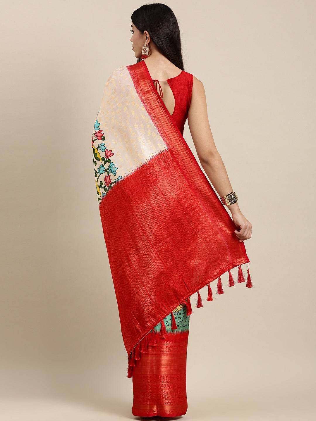 Designer Digital Kalamkari Print Pattu Banarasi Silk Saree by My Store