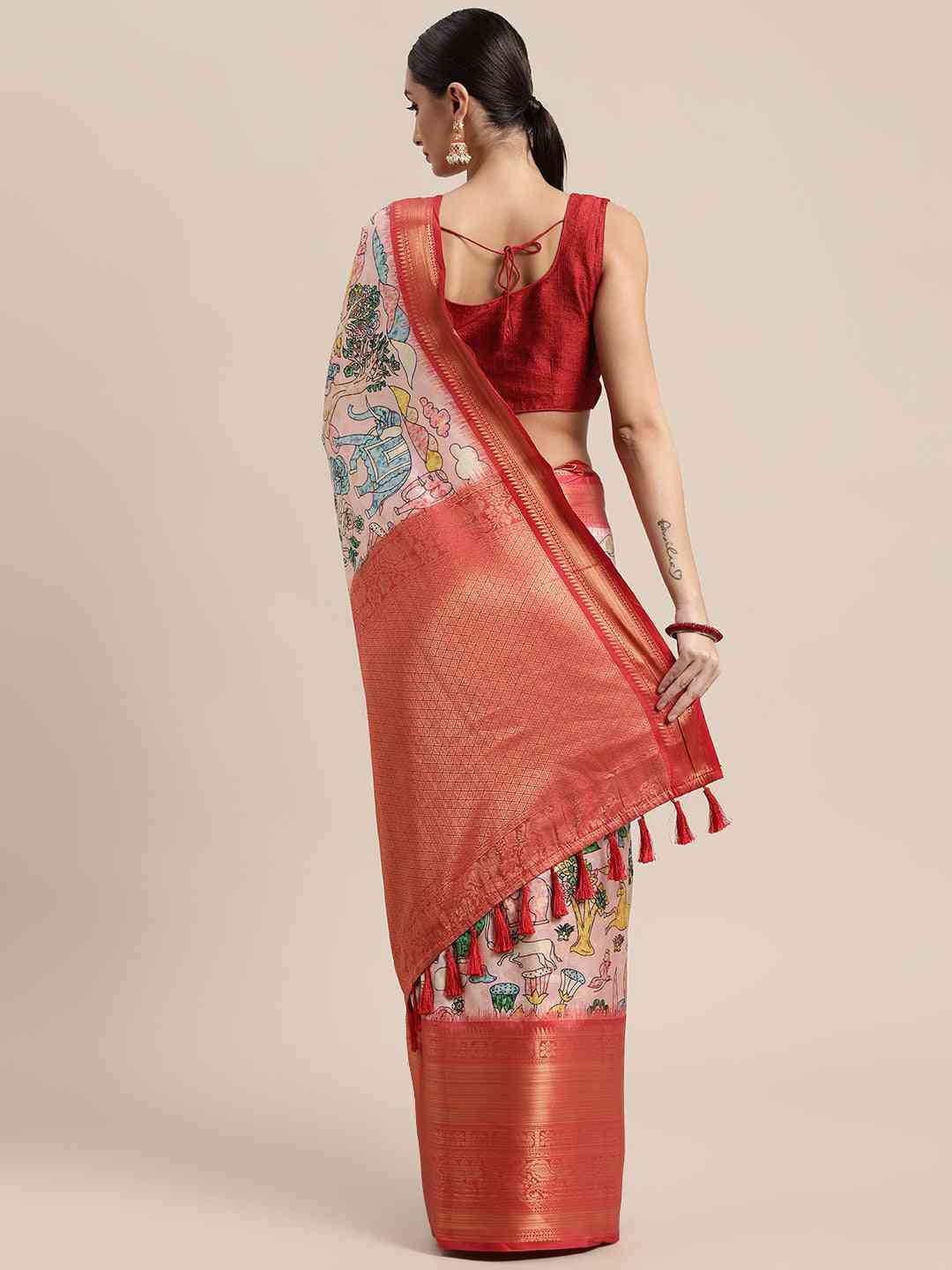 Designer Digital Kalamkari Print Pattu Banarasi Silk Saree by My Store