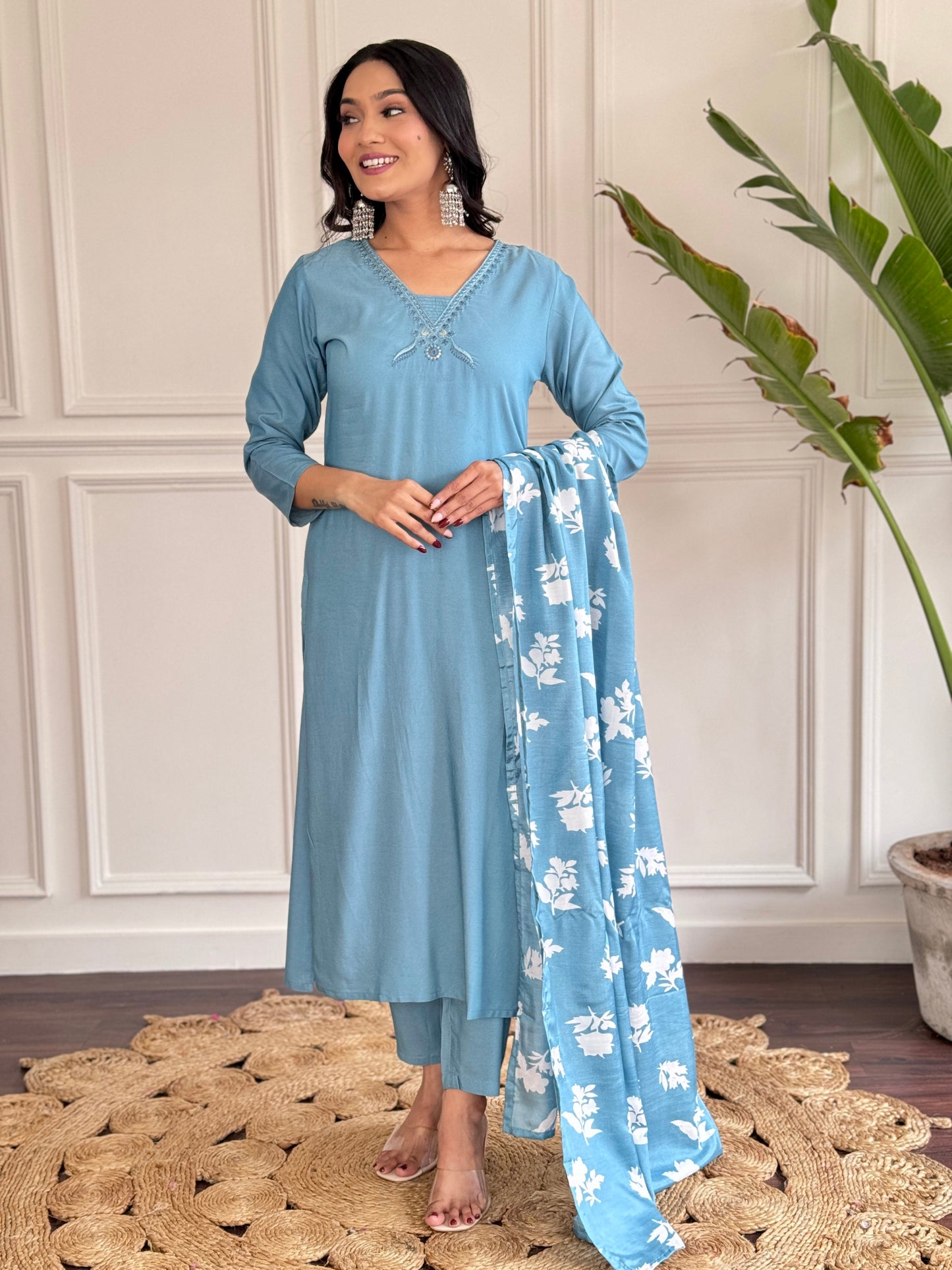 Cloudlight Charm – Soft Sky Blue Kurta Set with Timeless Appeal