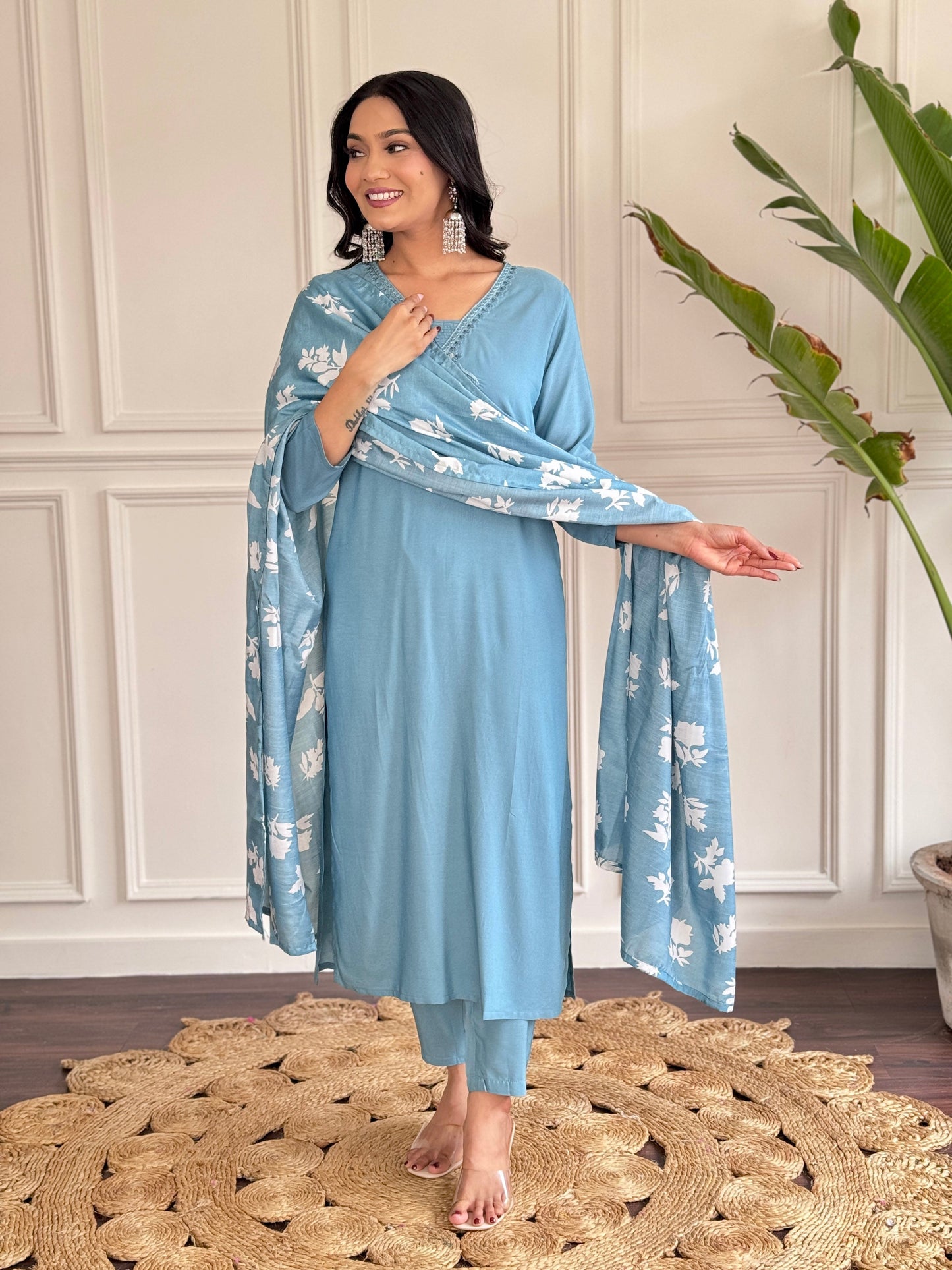 Cloudlight Charm – Soft Sky Blue Kurta Set with Timeless Appeal