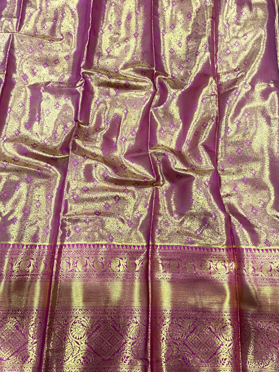 Lime Green Dharmavaram Silk Saree by My Store
