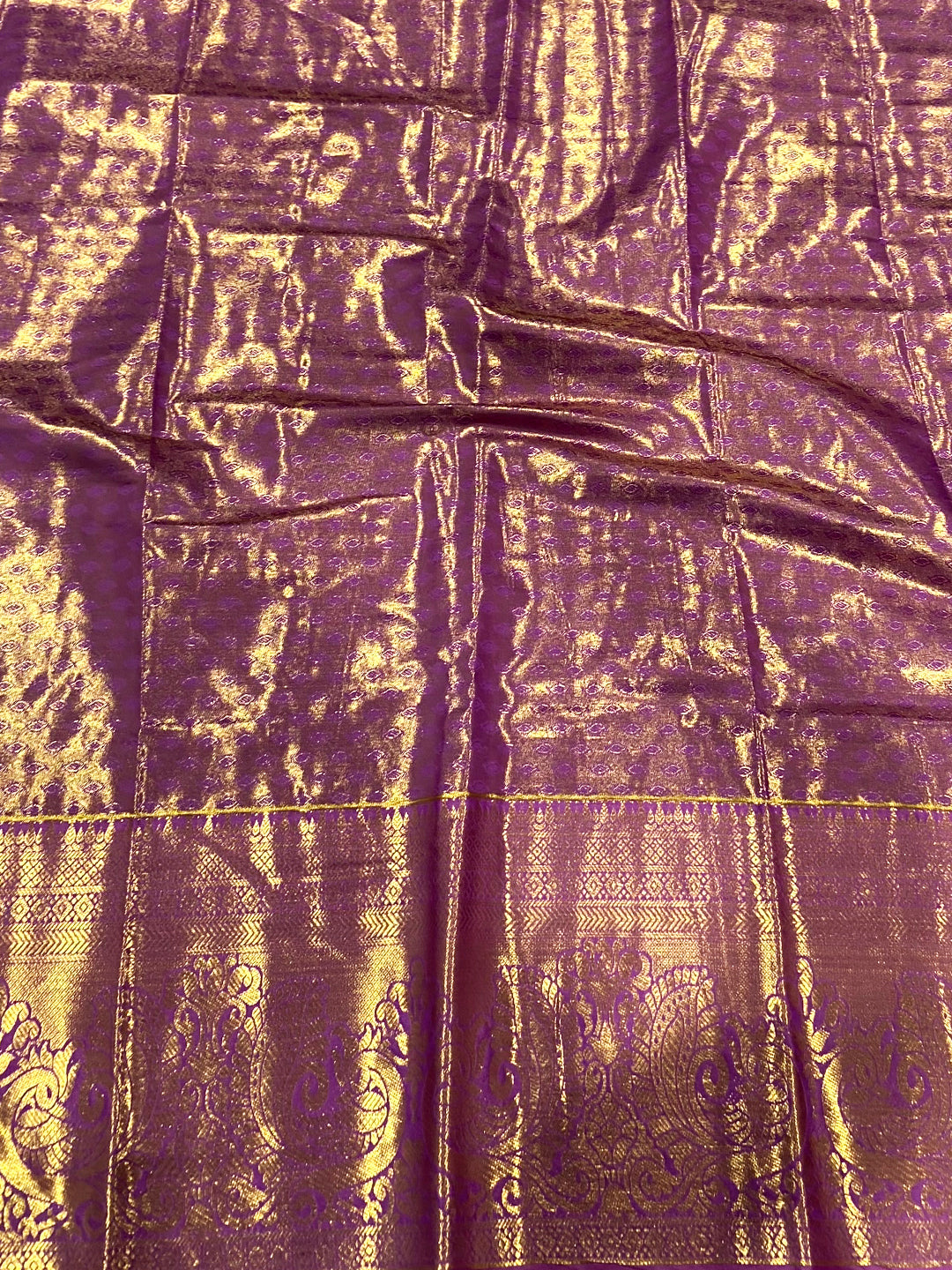 Light Wine Dharmavaram Gold Birds Print Saree by My Store