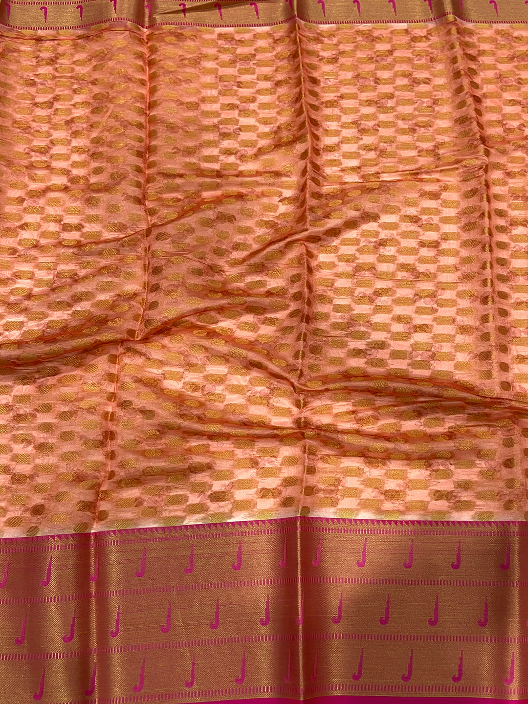 Beige Floral Paithani Kora Silk Saree
