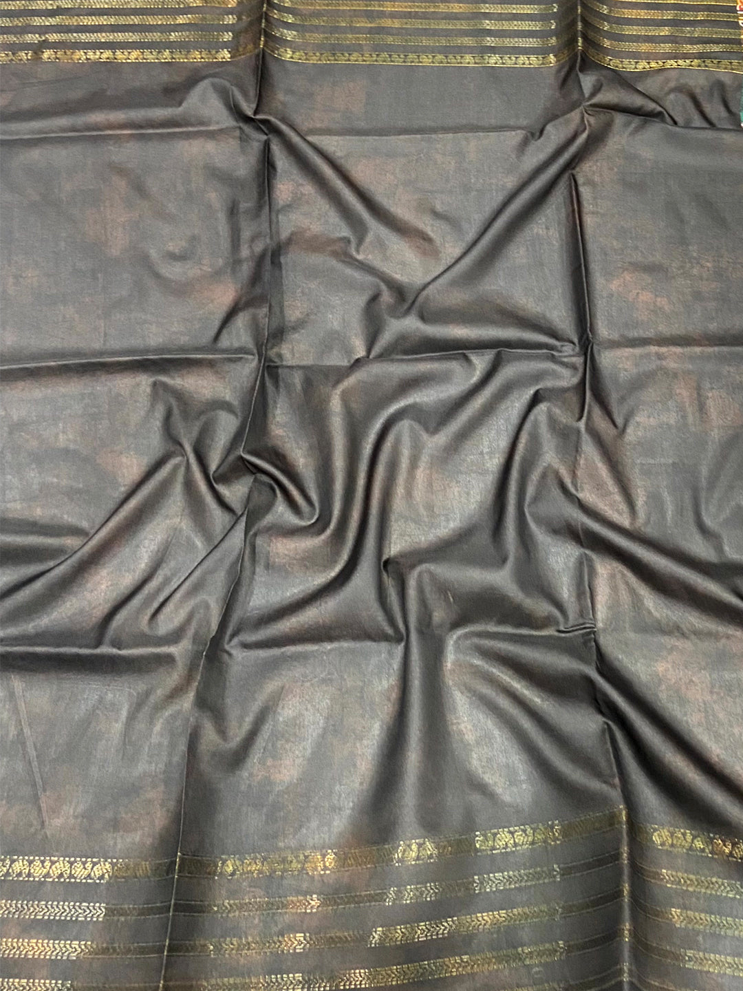 Dark Green Soft Silk Fish Kalamkari Saree by My Store