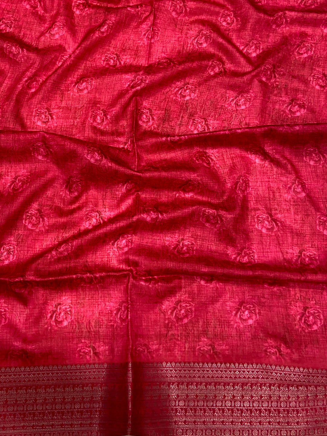 Off White Digital Print Soft Dola Silk Saree by My Store