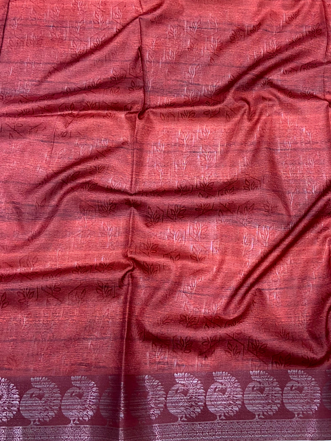 Ochre Digital Print Soft Dola Silk Saree by My Store