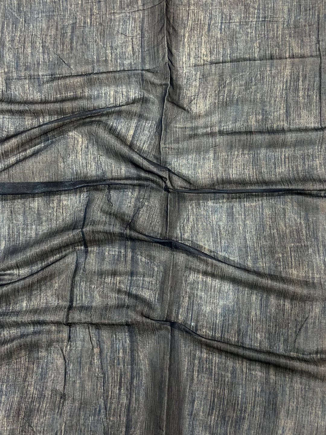 Deep Blue Tissue Chanderi Kalamkari Handprint Saree by My Store