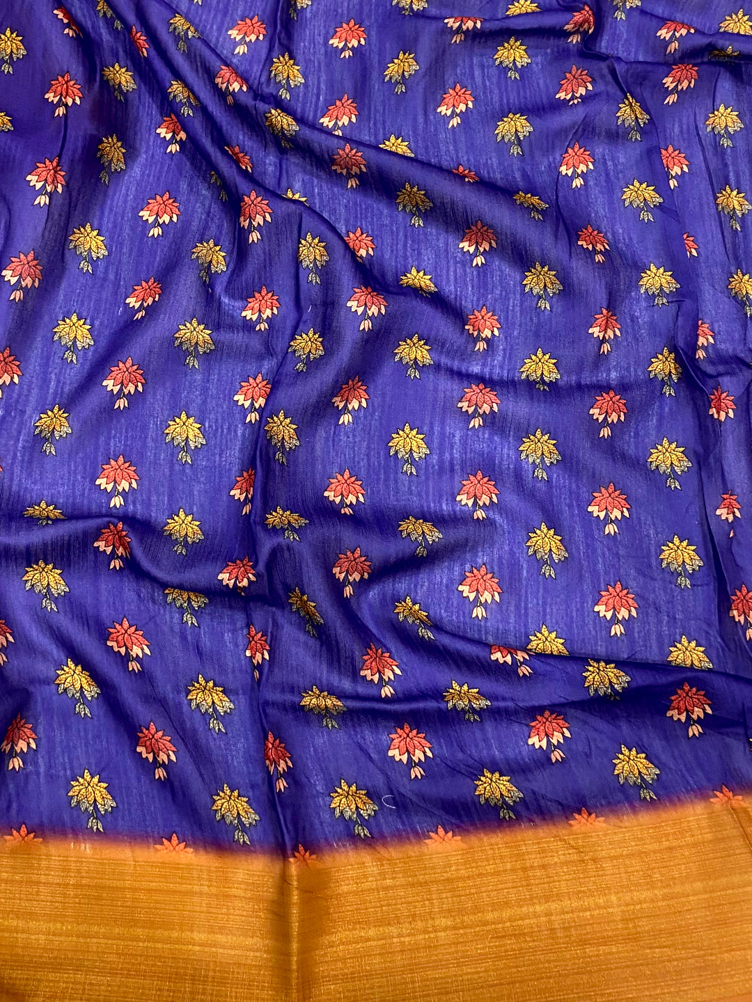 Purple Aari Pashmina Print Linen Saree by My Store