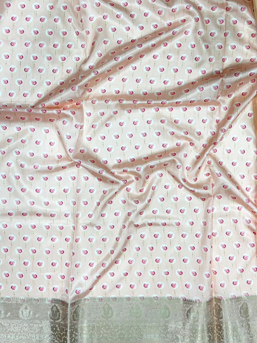 Blush Pink Soft Organza Silk Floral Saree by My Store