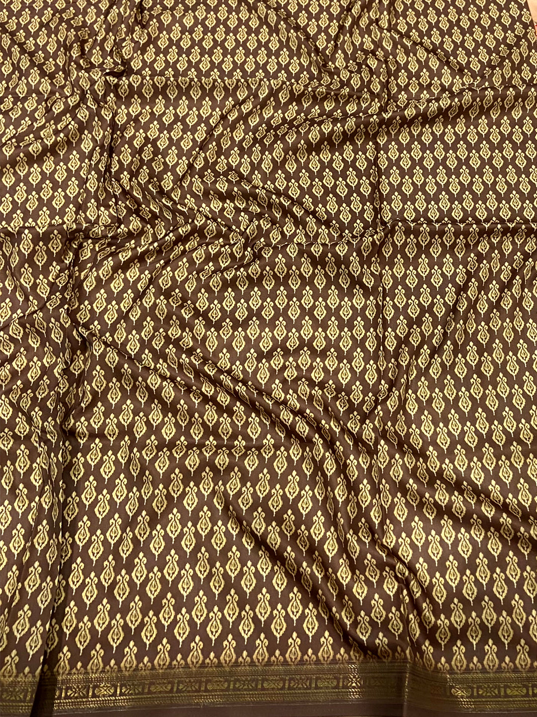 Peach Jungle Printed Silk Saree by My Store