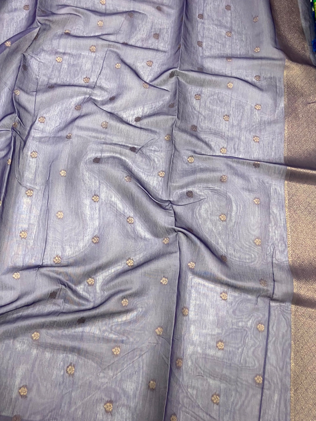 Lavender Banarasi Silk Katan Geometric Saree by My Store